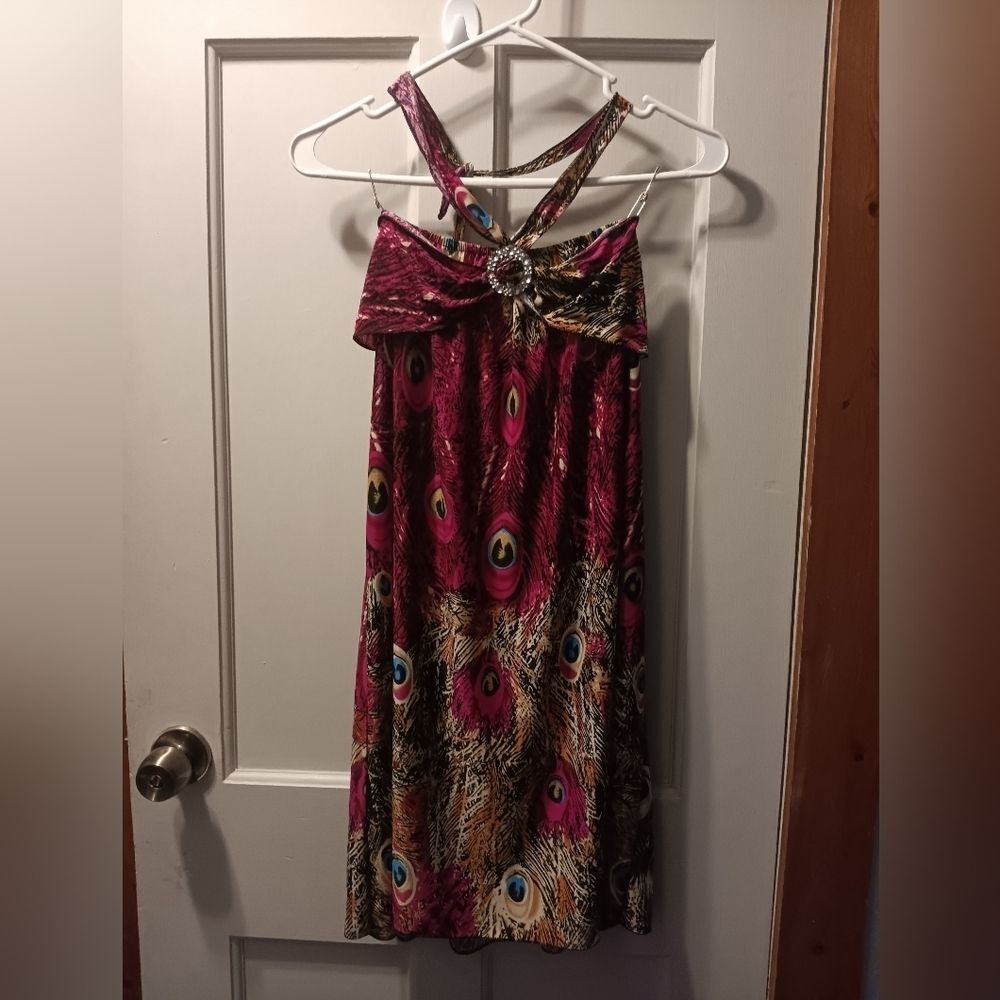 🤠Super Cute Burgundy Animal Print Summer Dress Size Medium